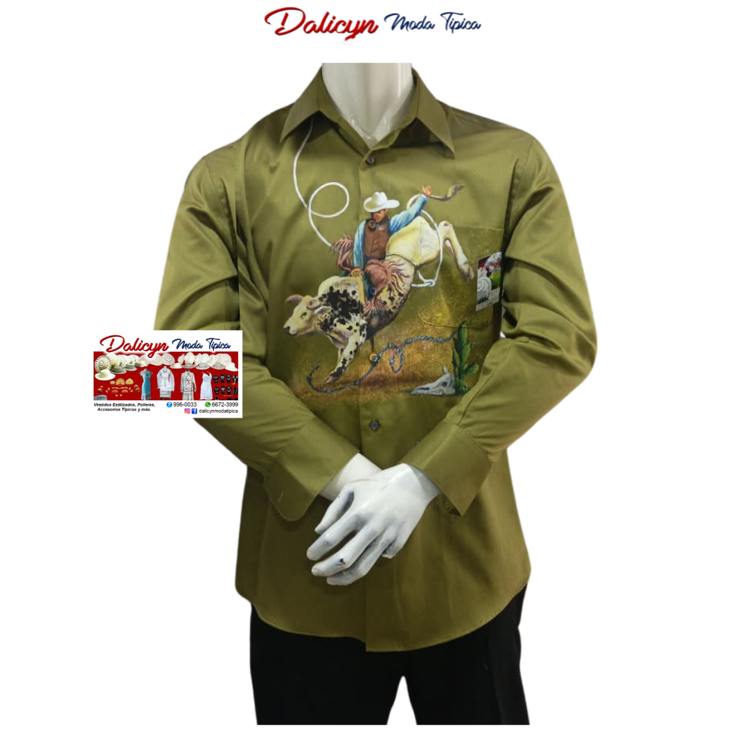 Camisa Manga Larga Pintada a Mano - Talla M