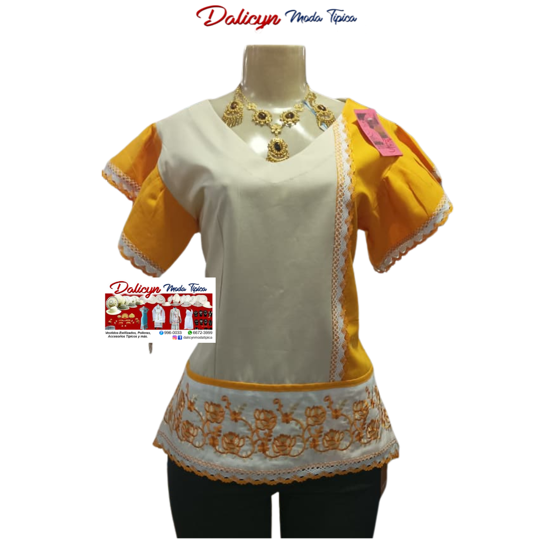 Blusa Naranja Talla S, bordada