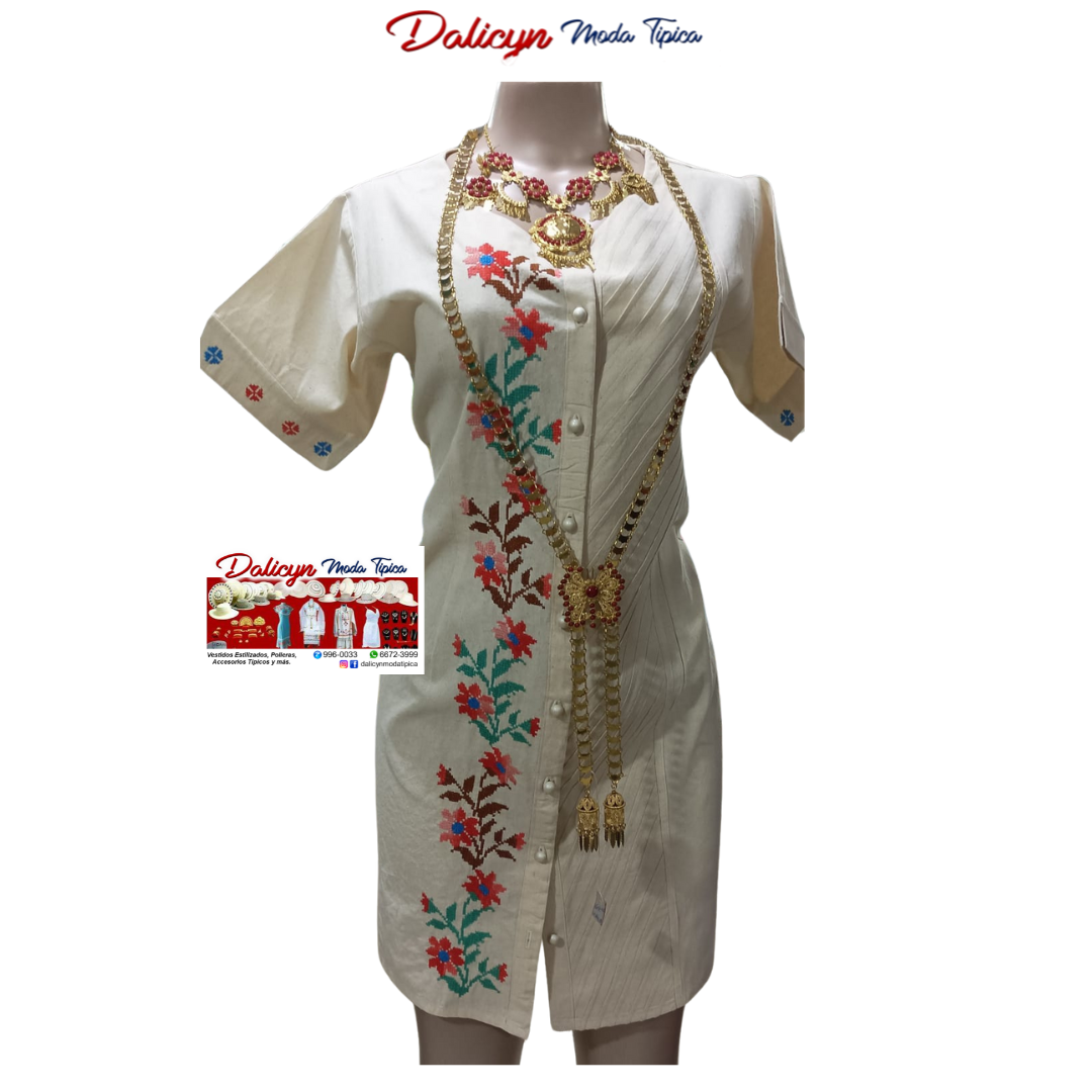 Vestido estilizado Talla M, marcado en punto cruz