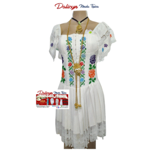 Vestido estilizado trabajado en punto en cruz - Talla S