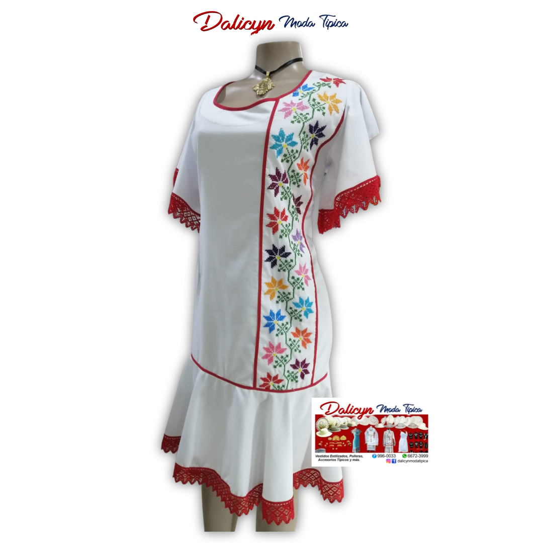 Vestido blanco típico estilizado-Talla M