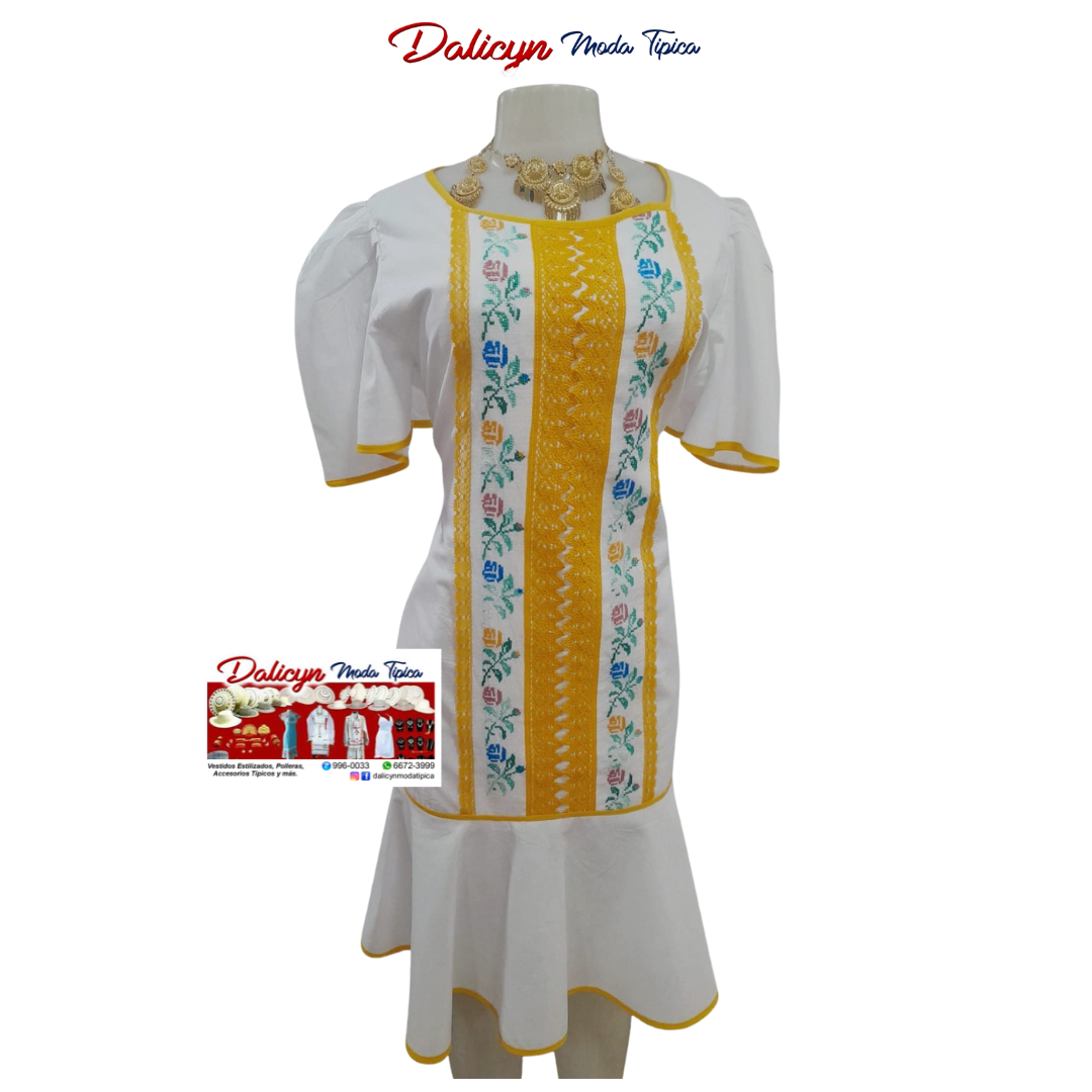 Vestido con detalles en amarillo - Talla L