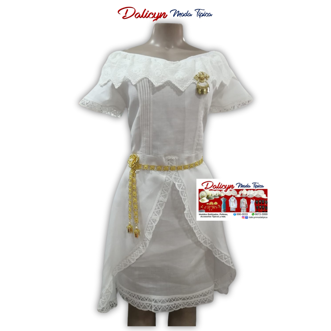 Vestido Típico Estilizado en Blanco -Talla S/M