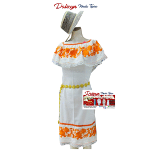 Vestido típico estilizado con flores naranja - Talla S/M