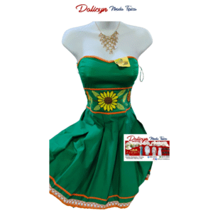 Vestido típico estilizado corto Zurcido a mano - Talla S