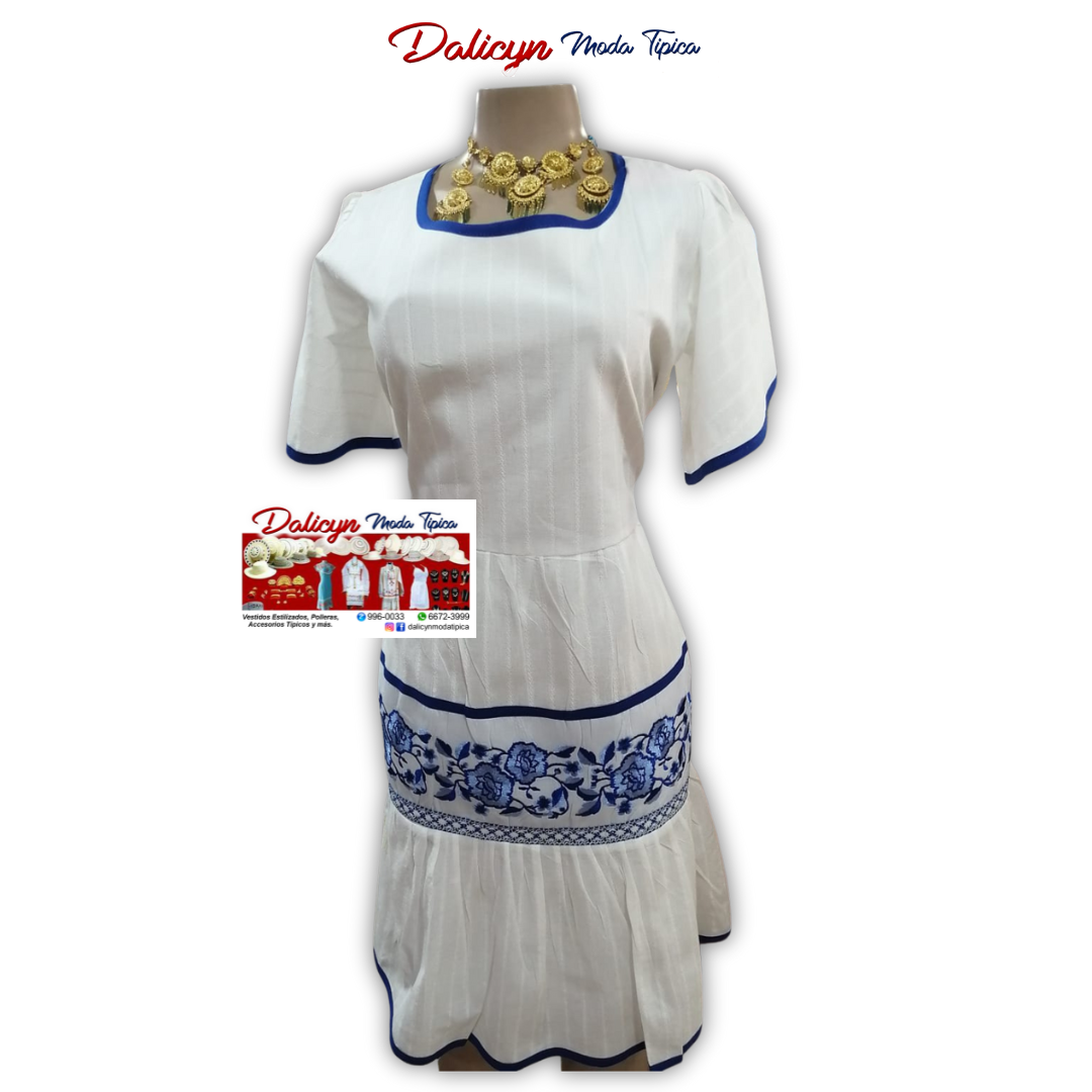 Vestido de Gala con trabajo en azul - Talla XXL