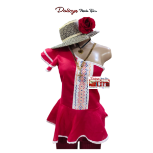 Blusa ocueña estilizada de una manga en rojo