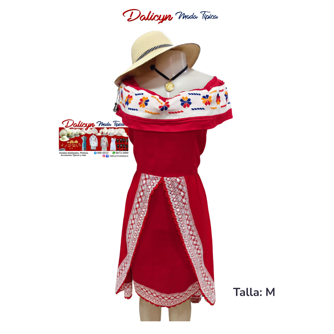 Vestido Corto estilo Ocueño en Rojo - Talla M