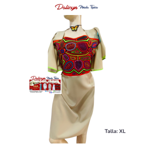 Vestido de Mola, corto, color Crema - Talla XL