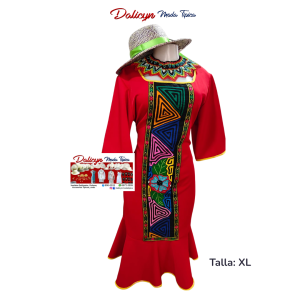 Vestido Rojo, corto, trabajado en Mola - Talla XL