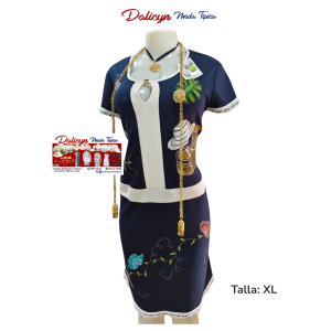 Vestido Corto Pintado a Mano Tradición - Talla XL