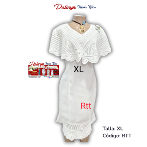 Vestido de Mola en Blanco - Talla XL - Código RTT