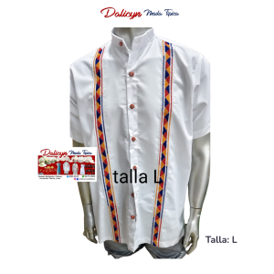 Camisilla Blanca Punto en Cruz de Mangas Cortas - Talla L