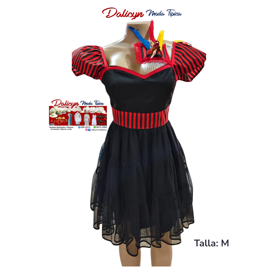 Vestido Corto estilo Diablico Sucio con Cinturón - Talla M