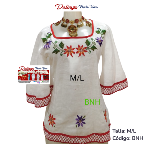Blusa Manga Largas con Flores Punto en Cruz - Talla m/l - Código BNH