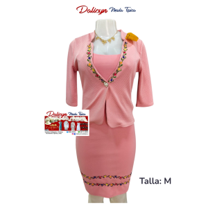 Vestido de Blazer con Falta trabajados Punto en Cruz - Talla M