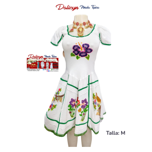 Vestido Corto con Flores pintado a mano - Talla M - Código HI
