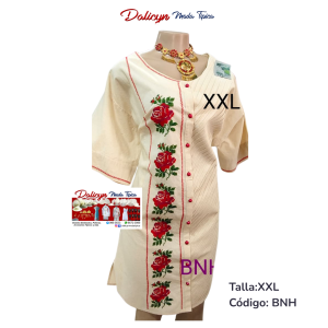 Vestido en Manta sucia con Rosas Rojos Zurcidas a mano - Talla XXL - Código BNH