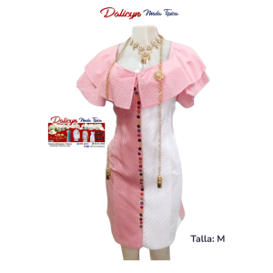 Vestido Guaniqueño o Tonosieño estilizado en Rosado - Talla M