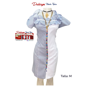 Vestido Guaniqueño o Tonosieño estilizado en Celeste - Talla M