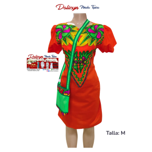 Vestido estilizado con Paruma en Naranja - Talla M