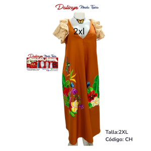 Vestido Largo Pintado a Mano - Talla 2XL - Código CH