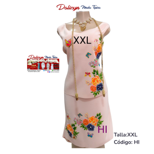 Vestido (Blusa y Falda) Pintado a Mano - Talla XXL - Código HI