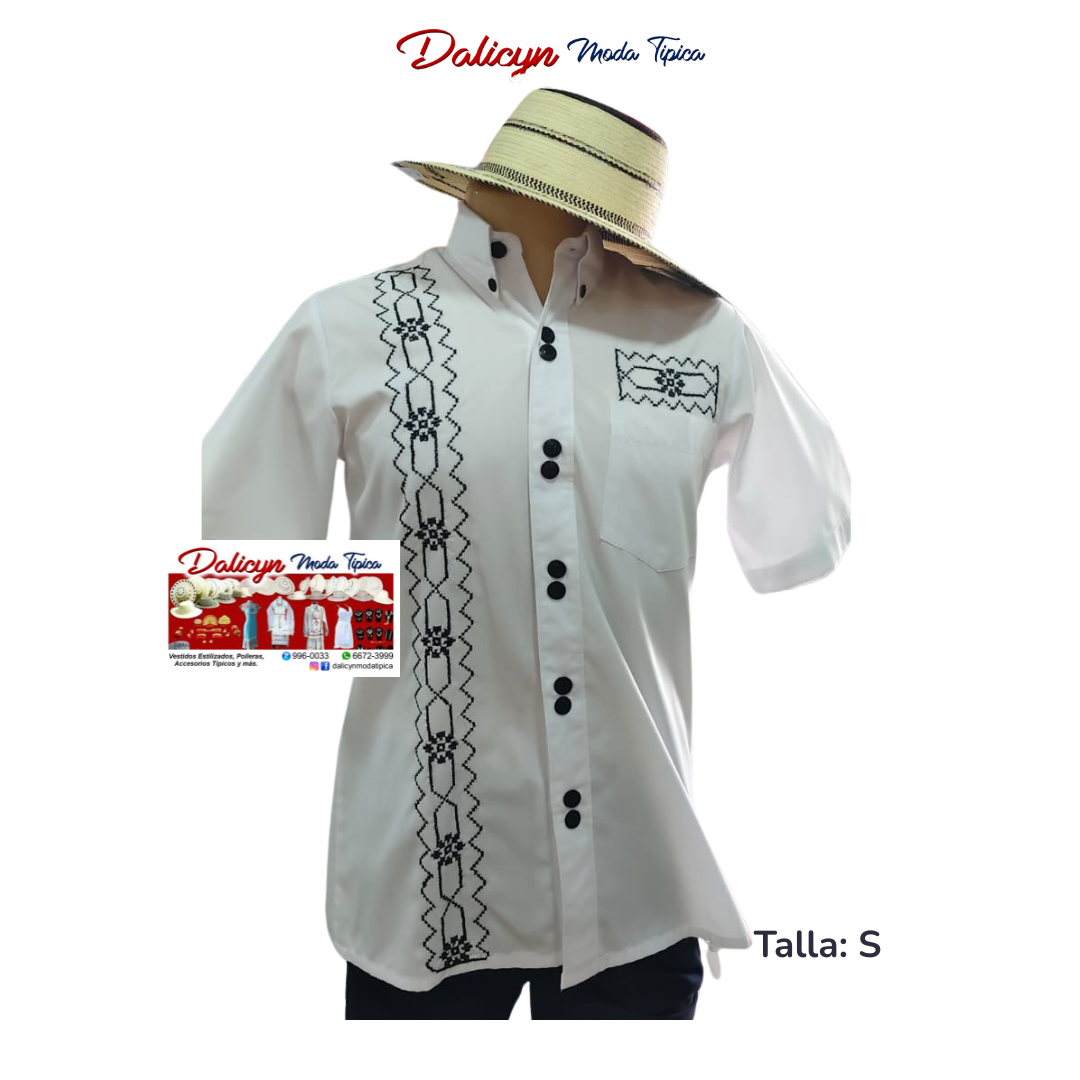 Camisa marcada en punto cruz - Talla S