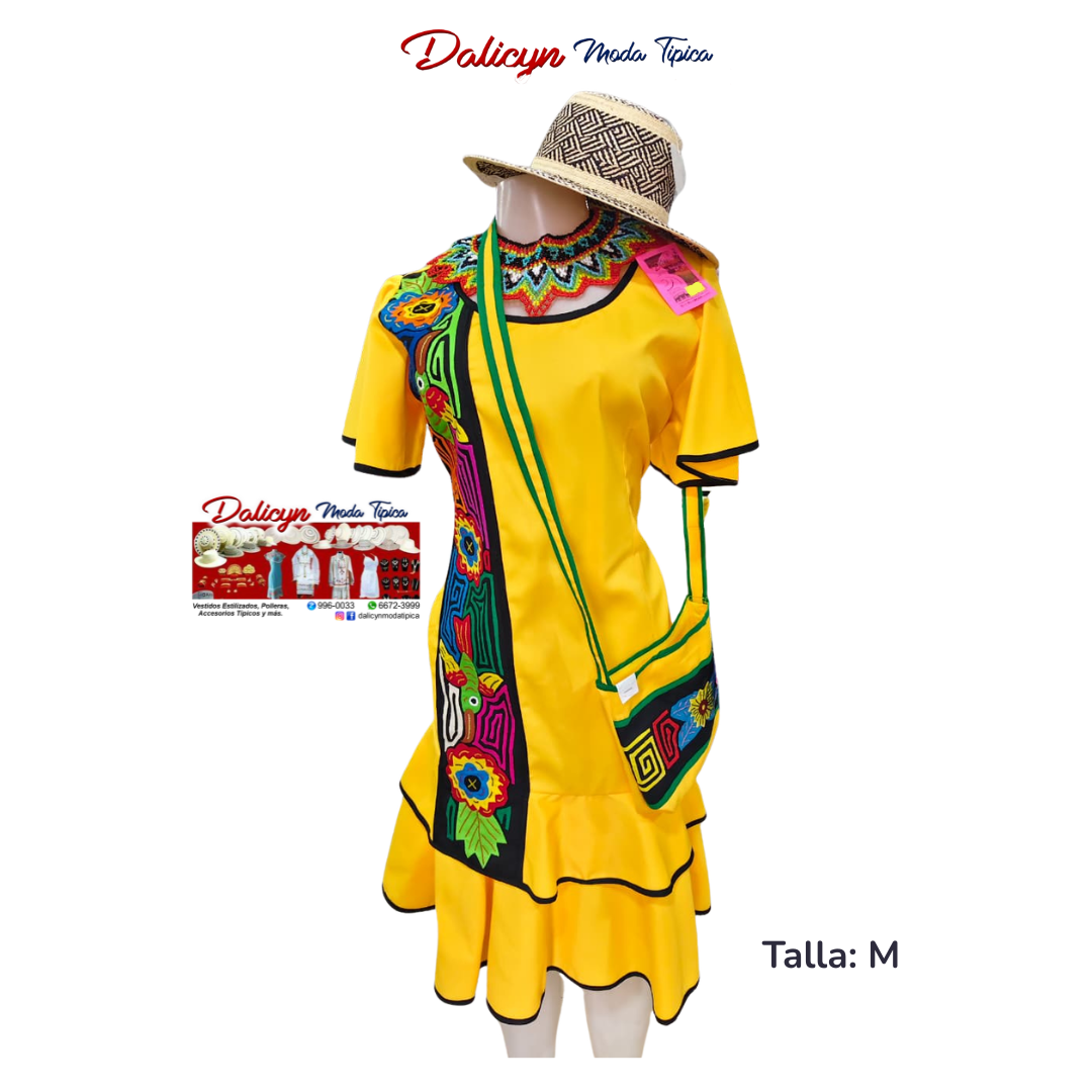 Vestido Amarillo de Mola a juego con Bolso - Talla M
