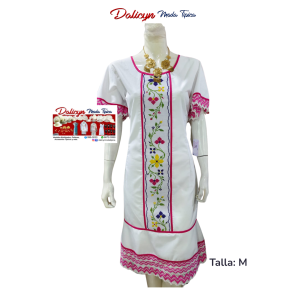 Vestido Blanco Punto en Cruz - Talla M