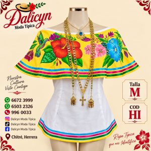 Exclusiva Blusa Pintada a Mano con Cintas -Talla M - Código HI
