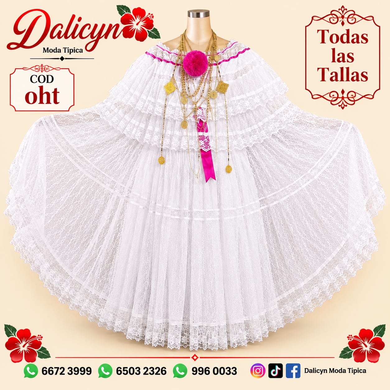 Pollera de organza - Finamente acabada