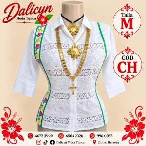 Blusa en y fino letín trabajada en punto Cruz
