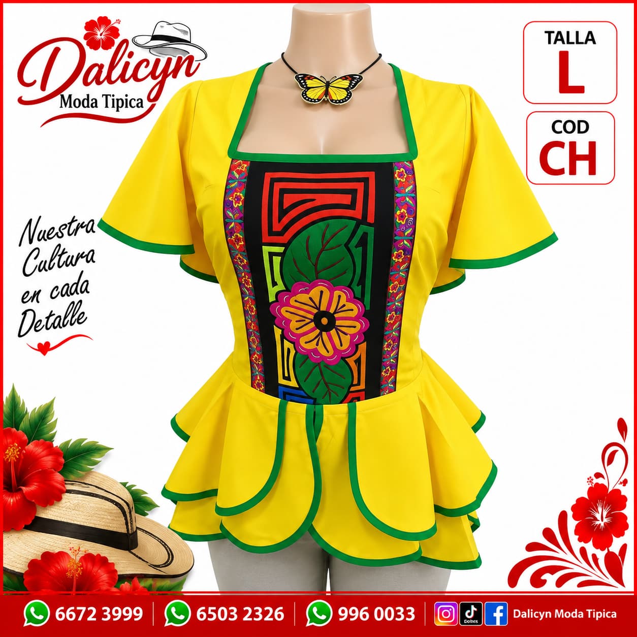 Blusa con detalle de mola finamente trabajada