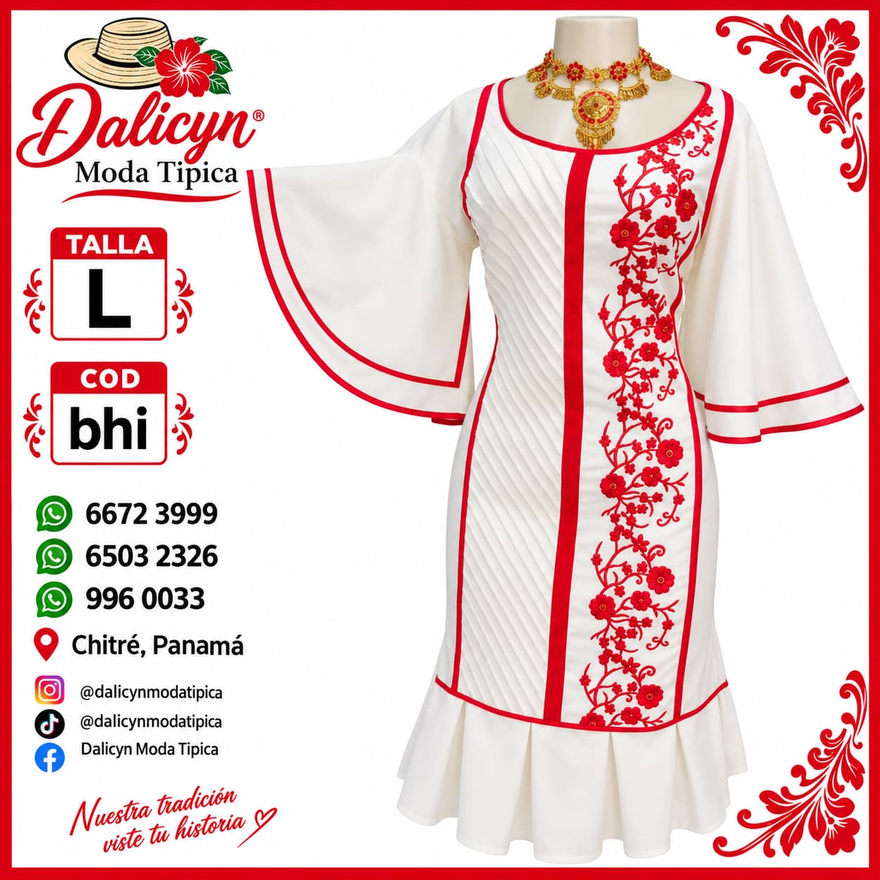 Vestido típico elegante con mangas largas